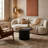 Round Mango Wood Pedestal Coffee Table with Ribbed Base-1731526701