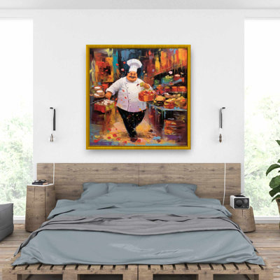 Walking Cook - Toile de cuisine encadrée orange pour la maison