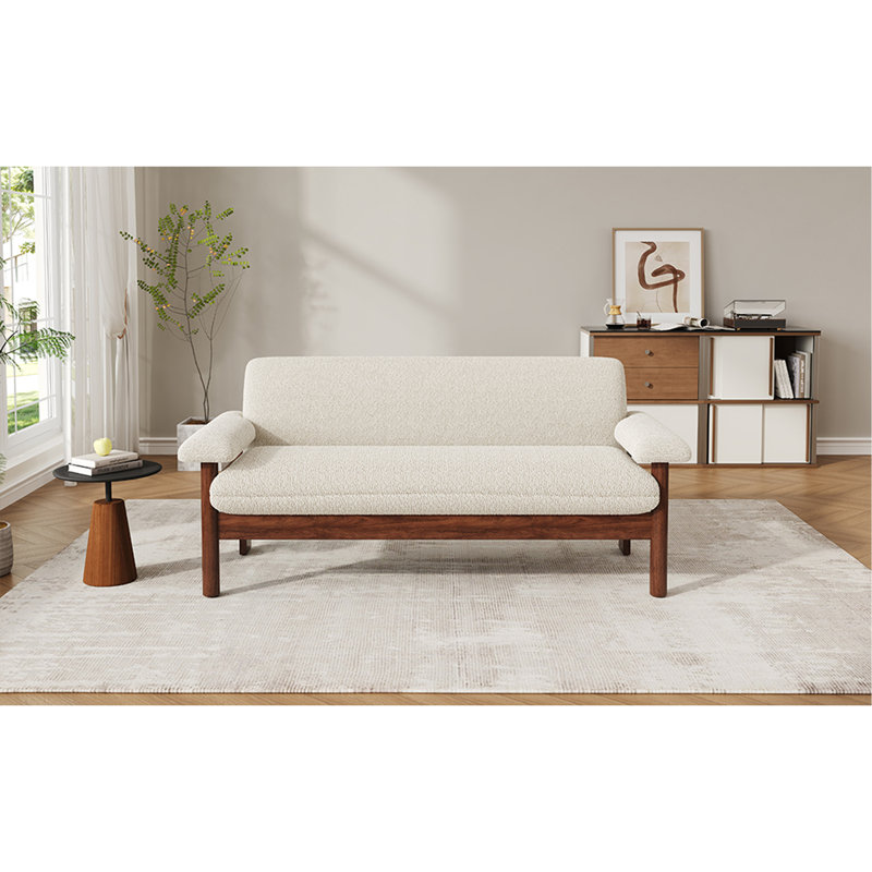 Canapé 2 places avec causeuse Modern, Polyester beige, Beige