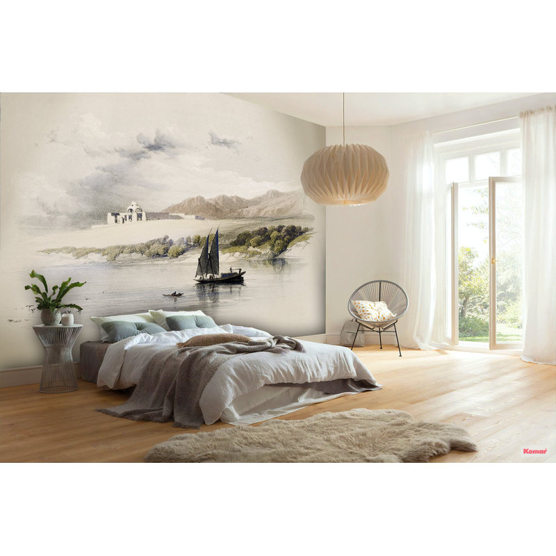 Papier peint paysage de bateau à voile Old Style, L 48,96 po x l 75 po