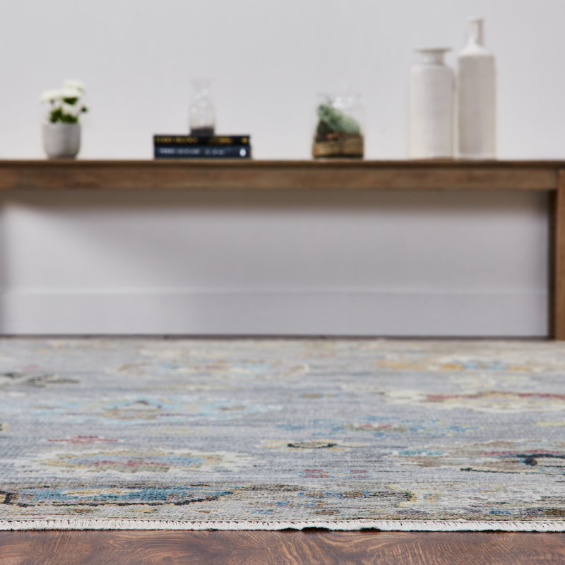 Francessca Hand Knotted Oriental Area Rug in Gray, Runner 2'6" x 10'