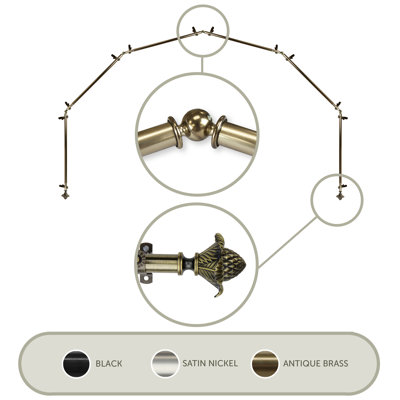 Adjustable 0.81" Bay Window Single Curtain Rod