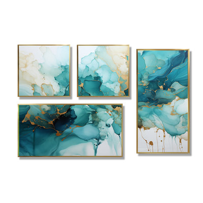 Abstrait fractal mystique Mirage III - art mural moderne 4 pièces