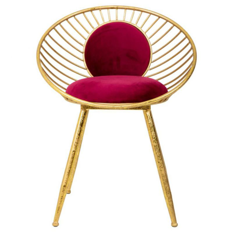 STOOL WITH GREEN CUSHION KD, Red
