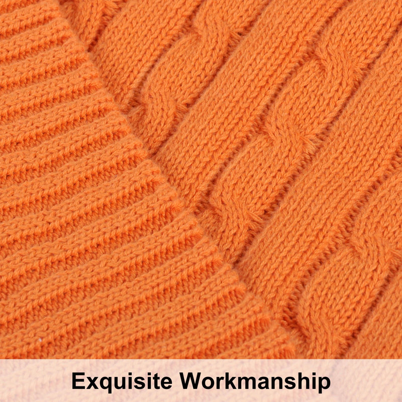 Couverture en coton tricoté , Orange, L 80 po x l 60 po