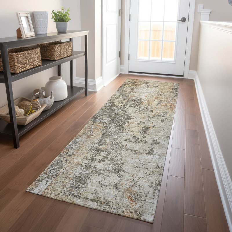 Kheira Orange Washable Indoor-Outdoor Rug - , 2'3" x 7'6"