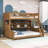 Wooden Bunk Bed with Shelves, LED Lighting and Pegboard Storage-278768536-278768542