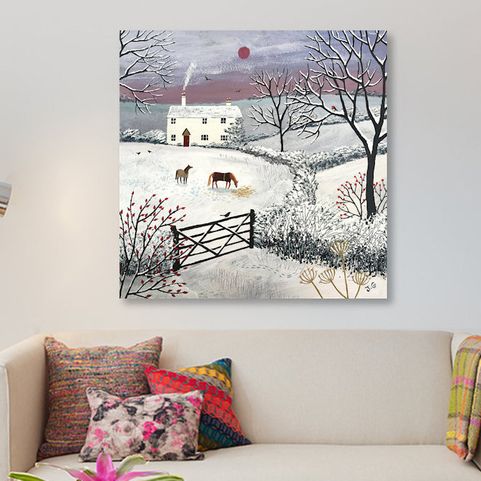 «Winter Grazing», reproduction sur toile, H 37 po x l 37 po x P 1,5 po, Toile tendue, Pas de tapis