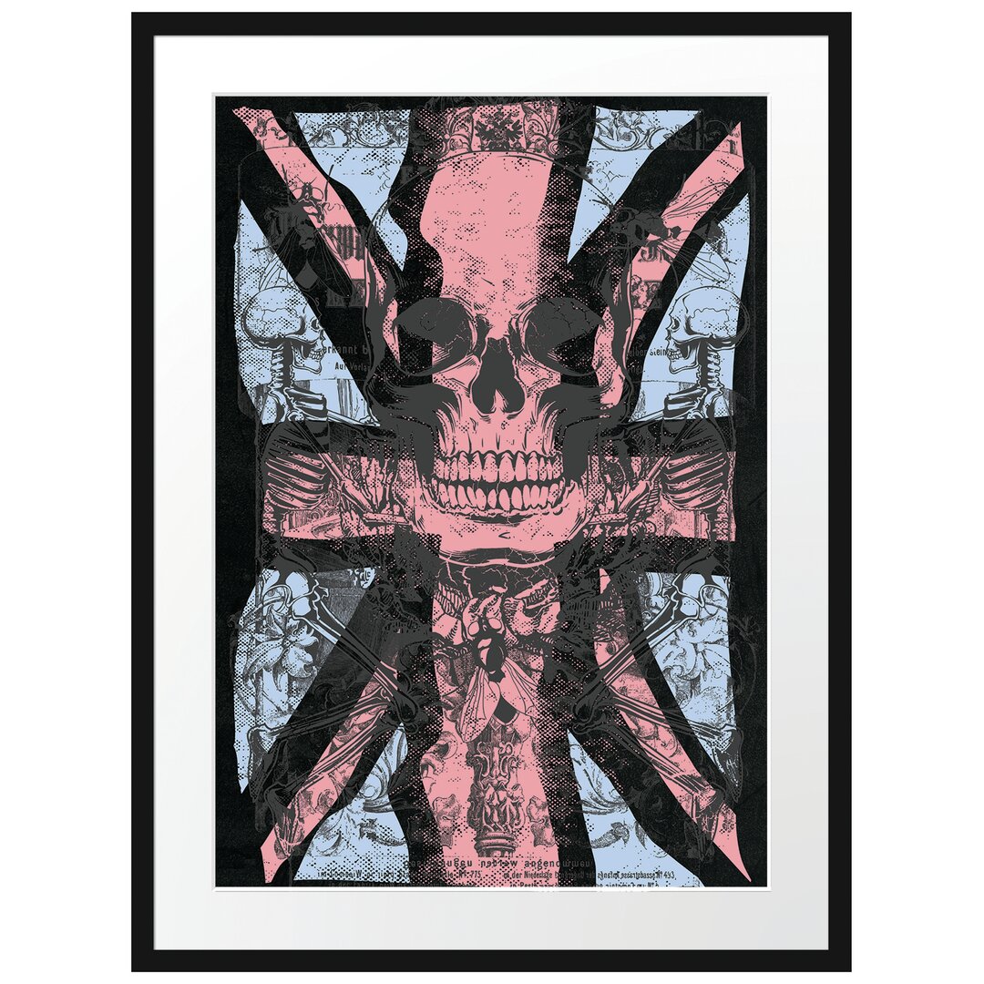 Gerahmtes Poster Uk Skull Black