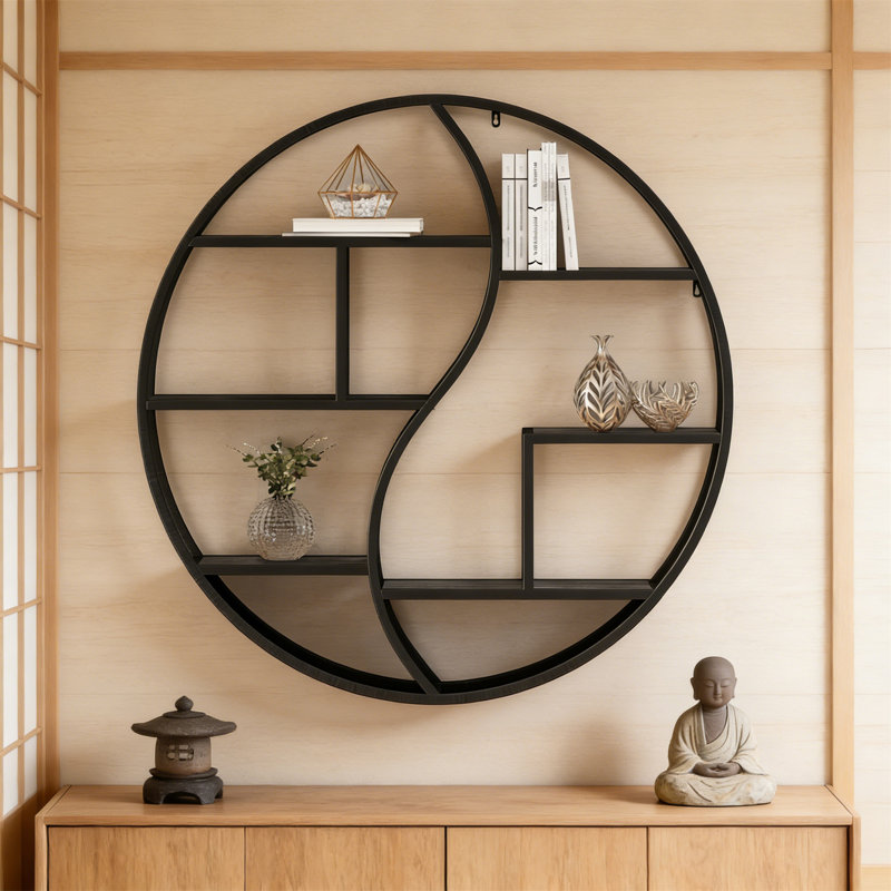 Metal Wall Shelf With Wood, Black
