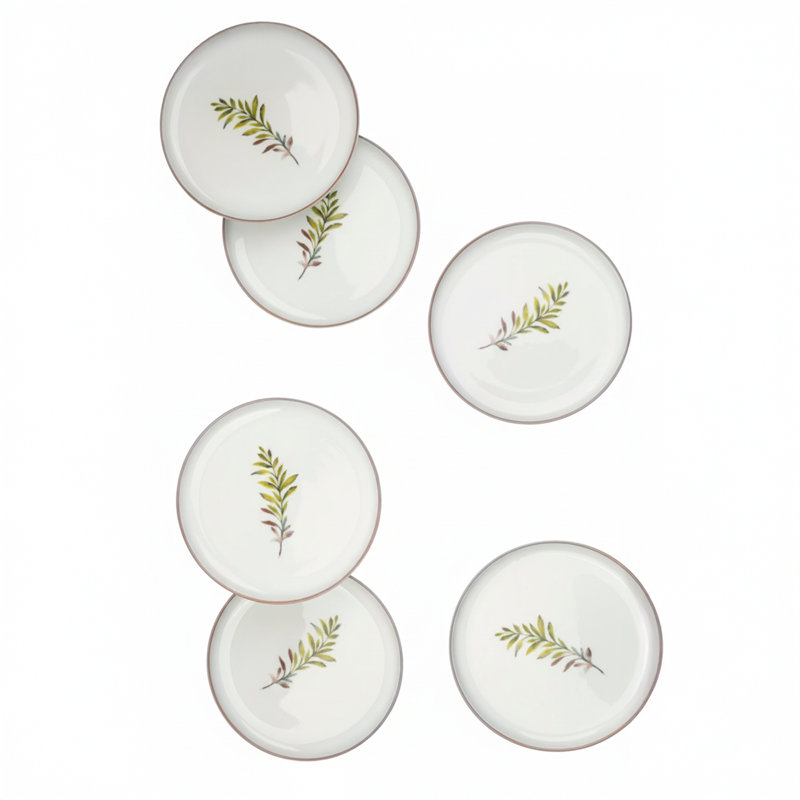 Ensemble de 6 assiettes décoratives simples en porcelaine blanche Olive Branch