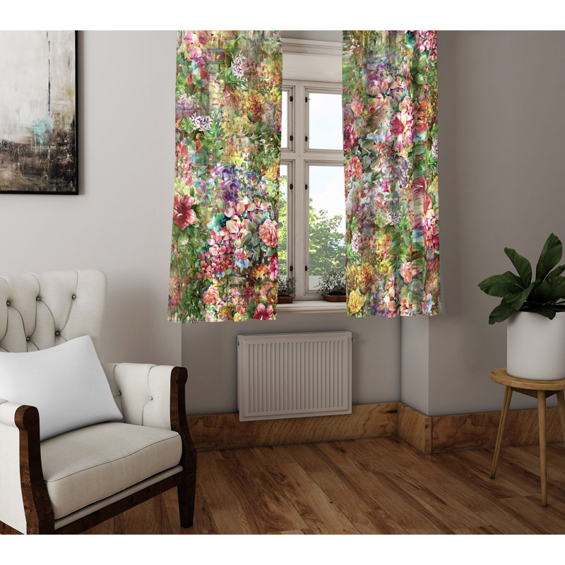 Panneaux de rideaux semi-transparents à motif floral, L 20 po x L 52 po