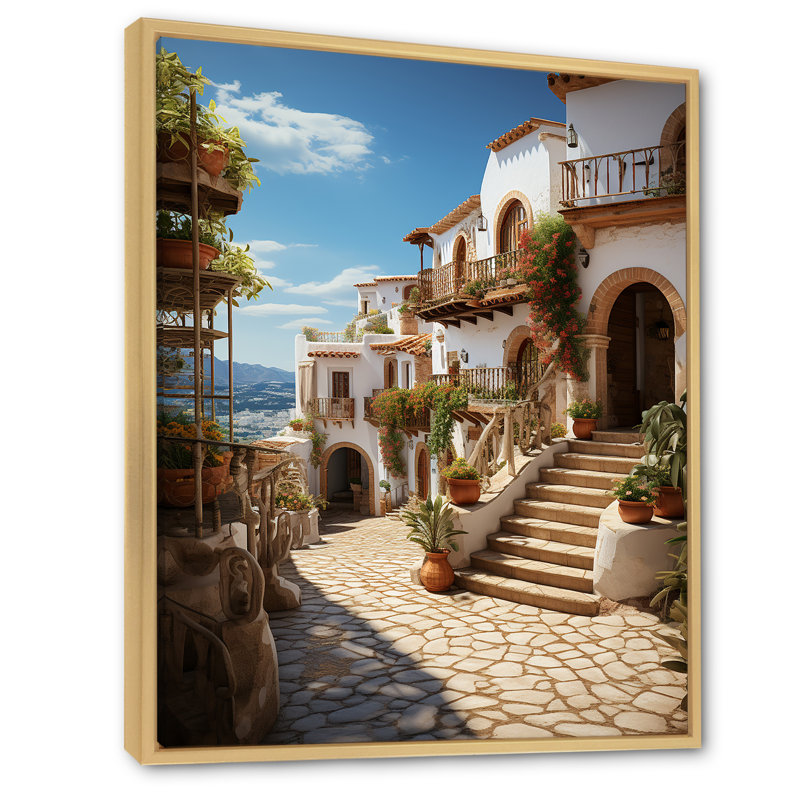 Espagne Espagne Village III - impression, H 44 po x l 34 po x P 1,5 po, Cadre flottant brun