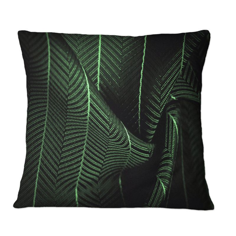 Tissu en soie vert foncé avec une fine rayure blanche II - Coussin décoratif à motif, 18 po x 18 po