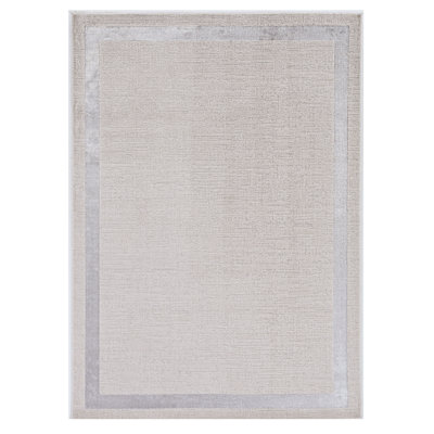 7' X 10' Ivory And Silver Abstract Area Rug