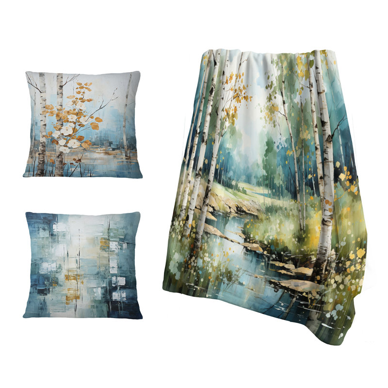 Jeté décoratif Birch Woods Whispering Winds X - Tree Birch, Couverture seulement (1 pièce)