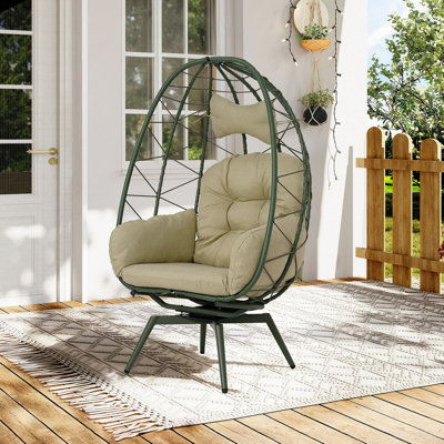 Fauteuil surdimensionné pivotant à 360 ° en rotin pour l'intérieur et l'extérieur avec coussins épais et amovibles