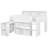 Wood Full Size Loft Bed with Desk, LED Light & 8 Storage Shelves, Solid Wood Frame, No Box Spring Needed, White-1648218704