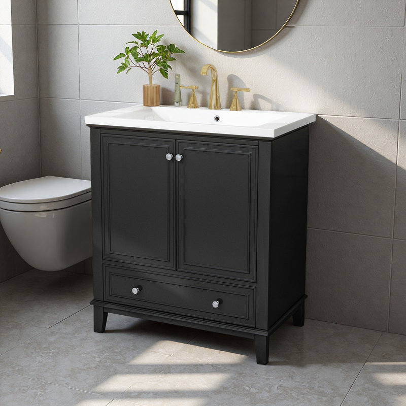 30" Bathroom Vanity Without Sink, Black