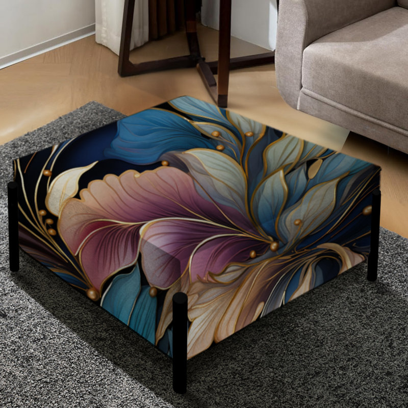 Spirale à motif de fleurs élégantes Boho - grand repose-pieds carré Boho