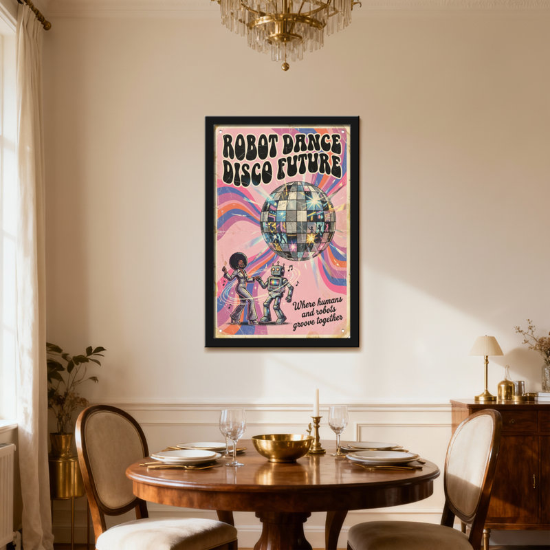 Imprimé à motif Fashion Robot Dance Disco, H 12 po x l 18 po, Toile tendue, Ne s’applique pas