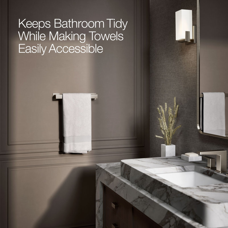 Honesty Towel Bar, Vibrant Brushed Nickel, 12"W
