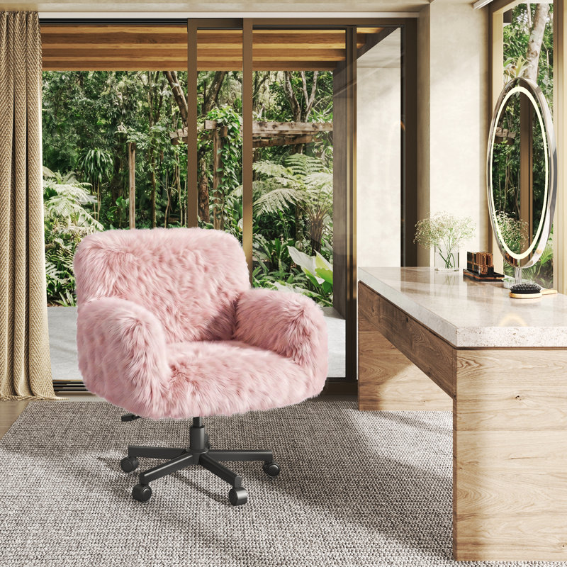 Side Chair, Pink-Faux Fur
