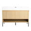 Meuble-lavabo 48 po avec lavabo simple en résine et armoire moderne à 3 portes en chêne - construction solide, assemblage facile, baignoire 48 po, lavabo, chêne, bois massif multicouche pour un élément attrayant contemporain