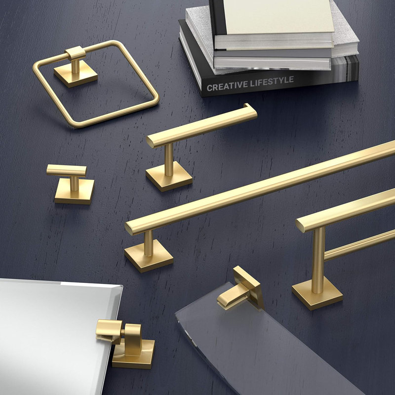 Anneau à serviettes Elevate | Porte-serviettes mural mural pour salle de bain, cuisine, Laiton brossé