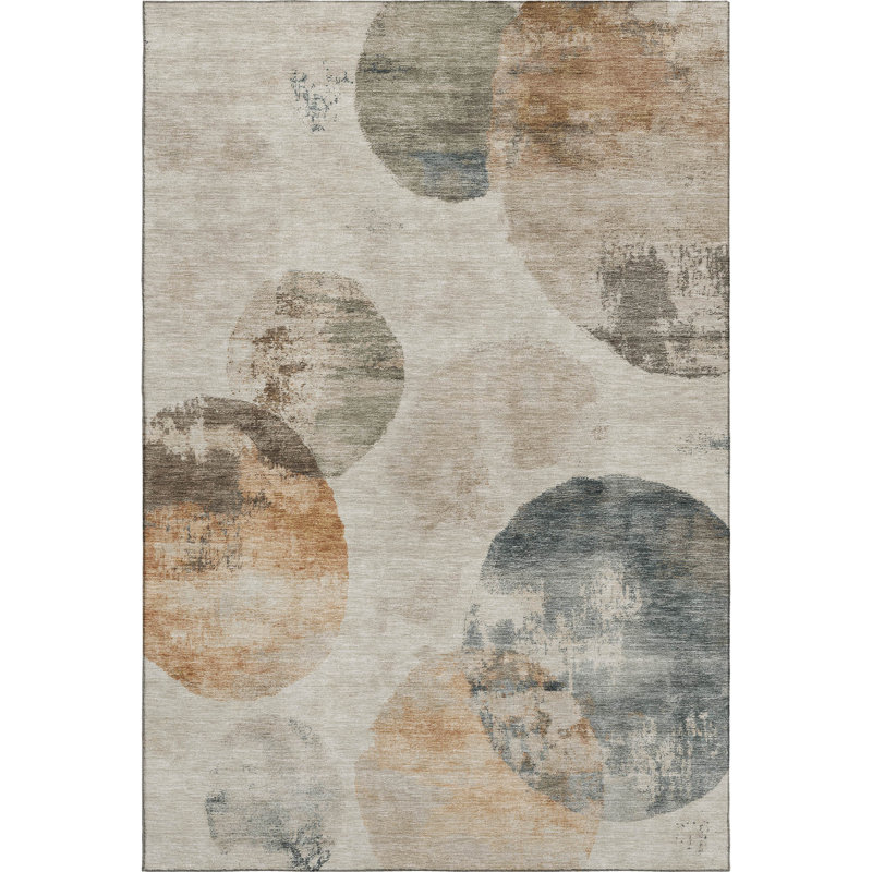 Tapis abstrait lavable à la machine de qualité supérieure Mayfield AMF2346, Beige, 3 pi x 5 pi