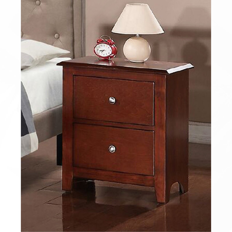 Table de chevet avec rangement à 2 tiroirs, table de bout à finition cerisier pour chambre à coucher