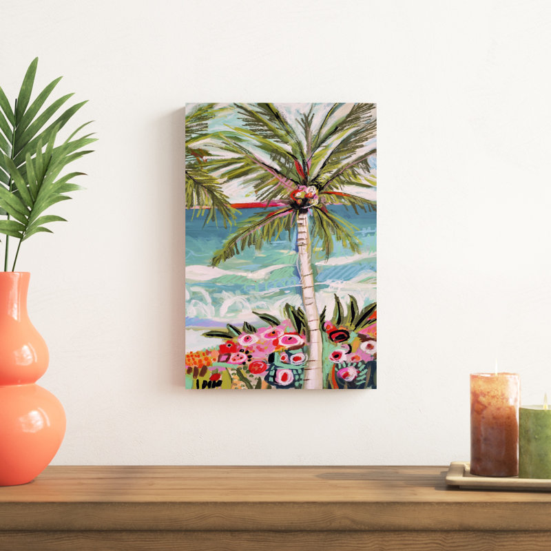 «Palm Tree Wimsy II» par Karen Fields, reproduction d'art sur toile, H 18 po x l 12 po, Impression sans cadre, Sans cadre