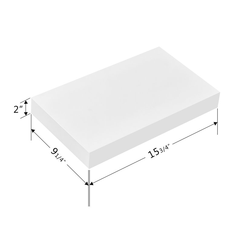 Bovina Floating Shelf, 2" H x 16" W x 9.25" D, White