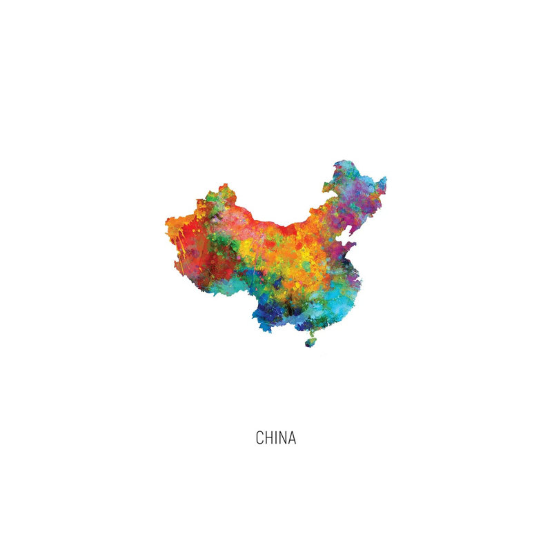 «China Map» par Michael Tompsett, impression sur toile tendue, H 26 po x l 18 po x 1,5 po