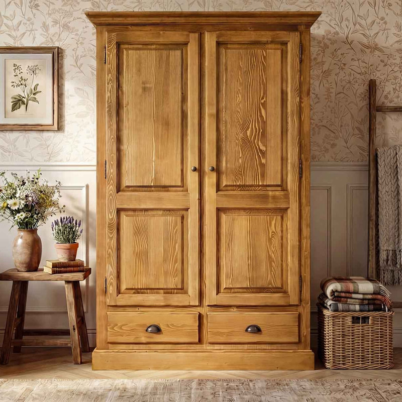 Hailley Solid Spruce Wood 2 Door Wardrobe