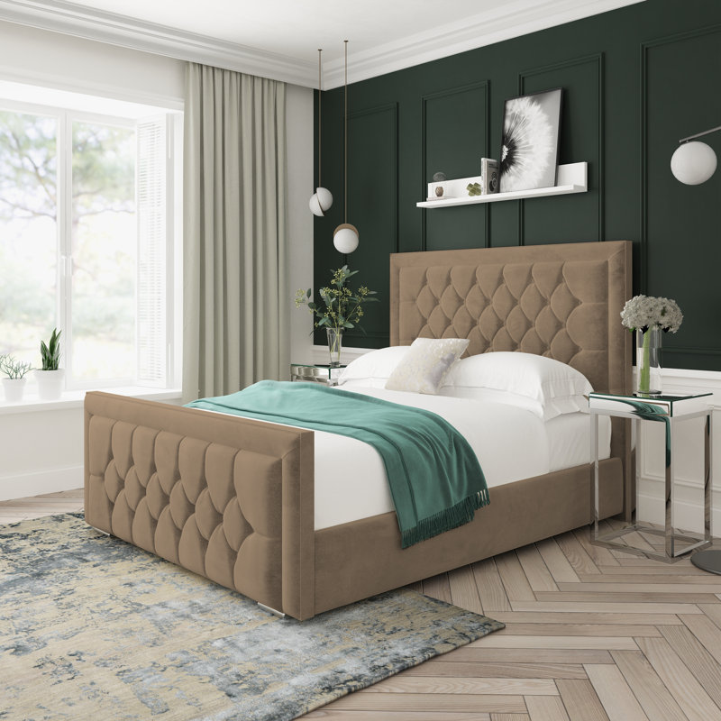 Upholstered Bed, Small Double (4'), Mink