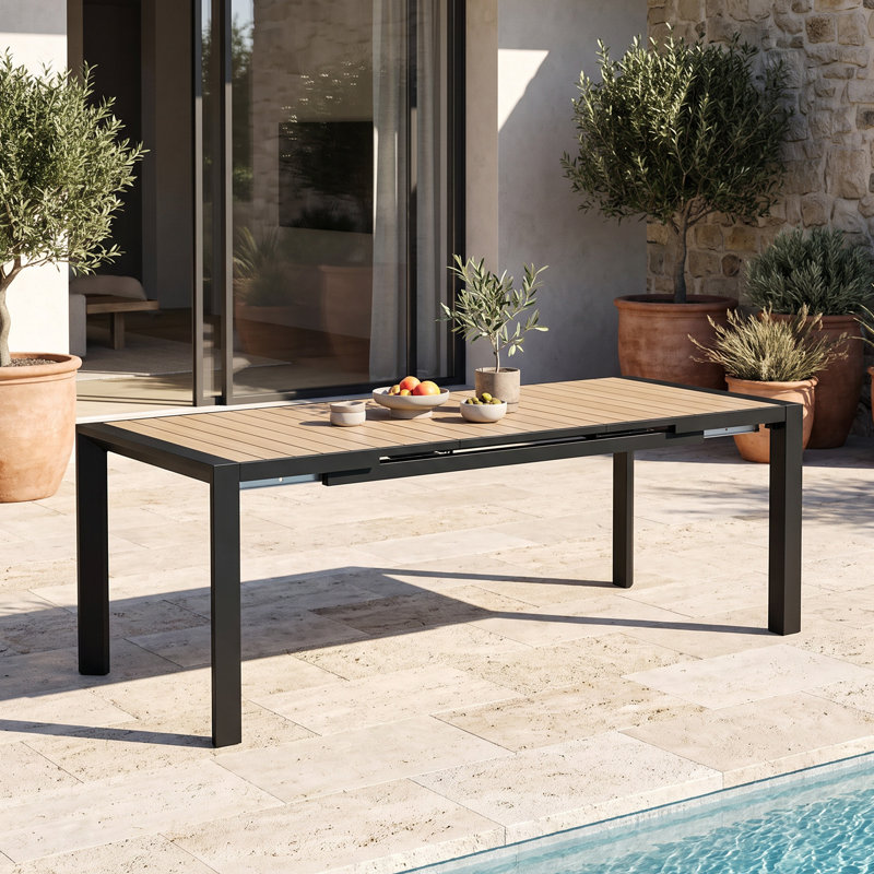 Table de patio extensible en aluminium pour l'extérieur, Black