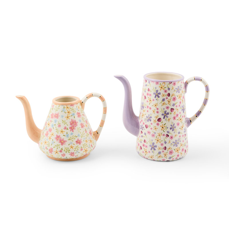 Posie Patch Ceramic Teapot Vases, Set Of 2