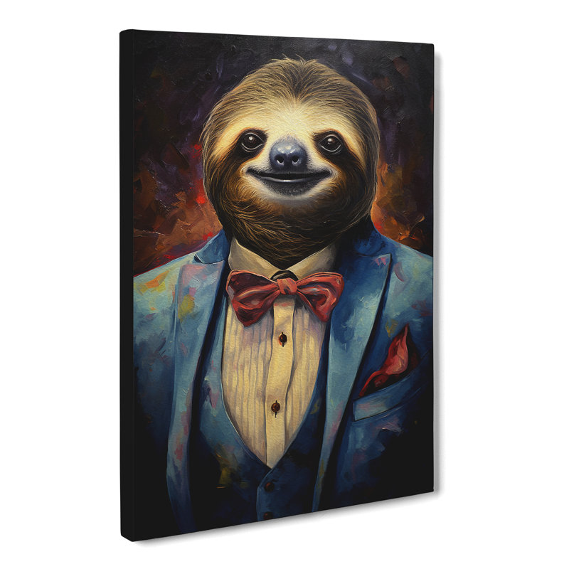 Sloth In A Suit - Wrapped Canvas Print, 60cm H x 40cm W x 3cm D
