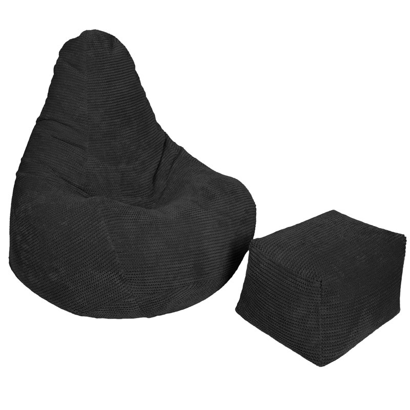Corduroy Bean Bag Chair, Black