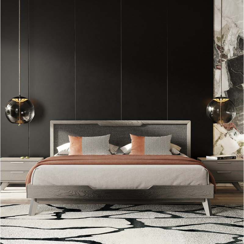 Glow Upholstered Platform Bed, Queen, Gray Wash