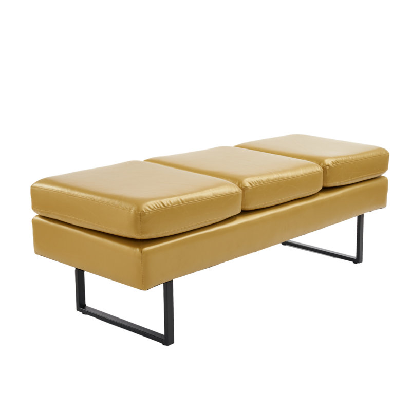 Naquanda Faux Leather Office Bench, Yellow