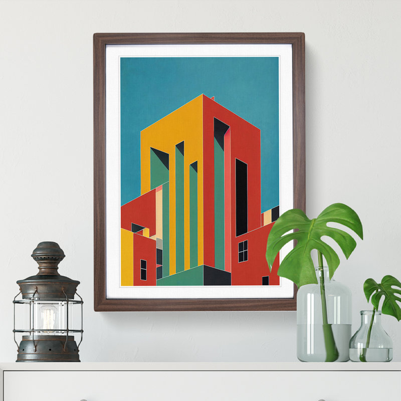 Bold Architecture No.3 Abstract - Single Picture Frame Print, 34cm H x 25cm W x 2cm D, Walnut
