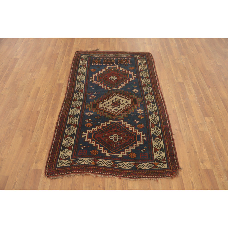 Tapis teinture végétale antique pré-1900 3 x 6