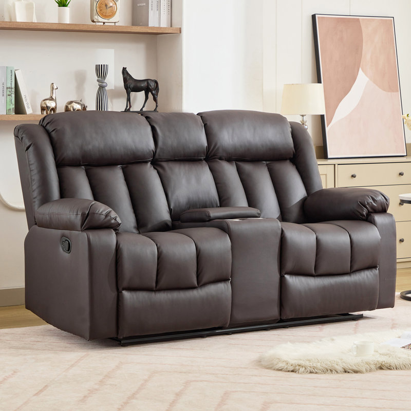 Sheridan 2 Seat Recliner Sofa with Central Console, Brown