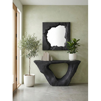 Miroir Magma, pierre gris anthracite