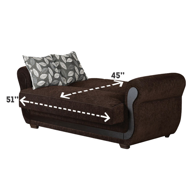 67'' Upholstered Convertible Sofa, Brown Chenille