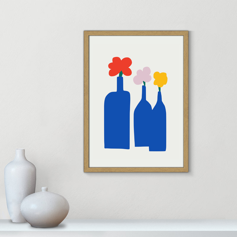 «Bold Blooms Trio Print» par Dean, Grain de bois naturel, L 17 po x H 23 po, Impression encadrée