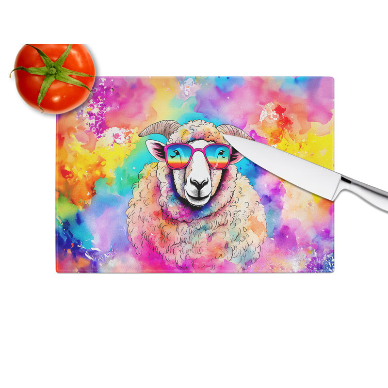 Hippie Animal Sheep Glass Cutting Board