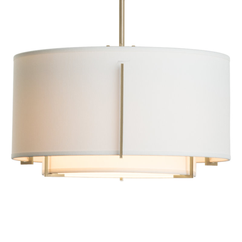 Exos 1 - Light Unique/Statement Drum Pendant, Natural Anna, Soft Gold